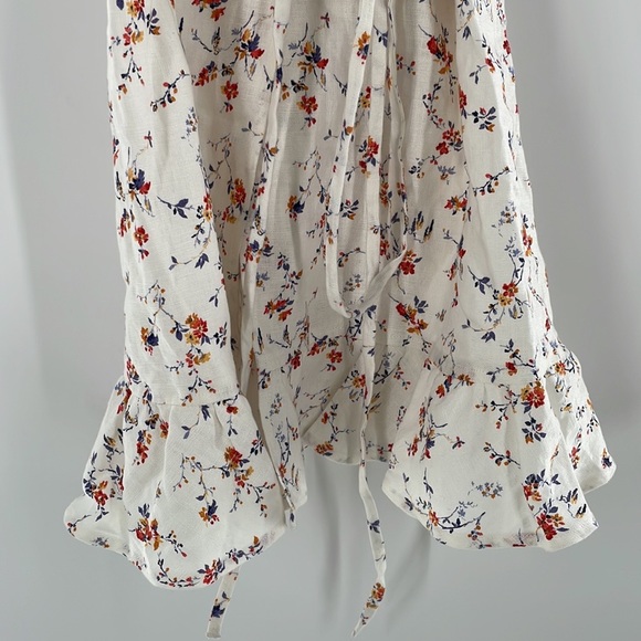 REFORMATION Carmelo Gabrielle Linen Floral Wrap Mini Dress - Picture 13 of 16